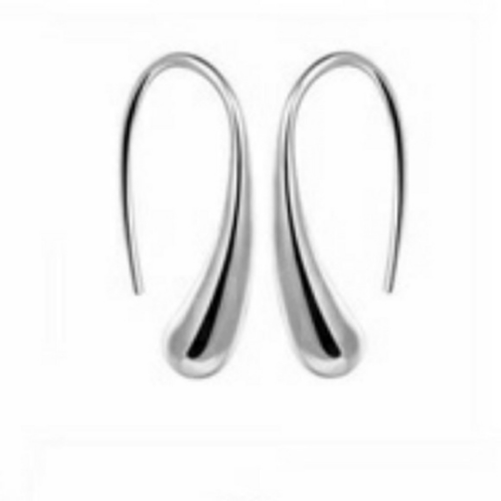 Hook Silver Water Drop Earrings - Picture 2 of 3